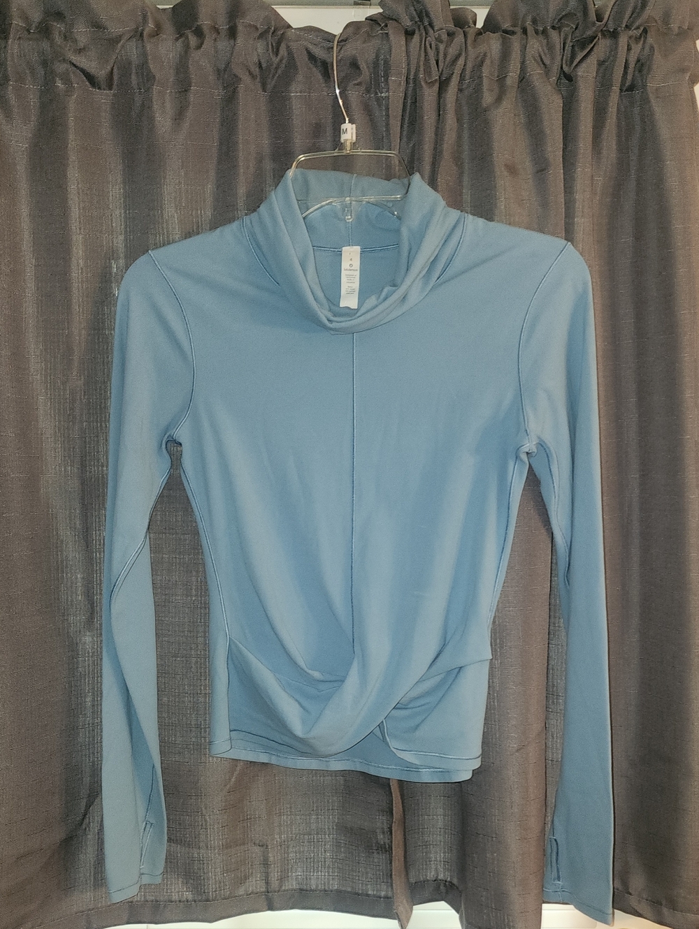 lululemon athletica Dusty Blue Long-Sleeve Twist-Hem Mock Neck Top